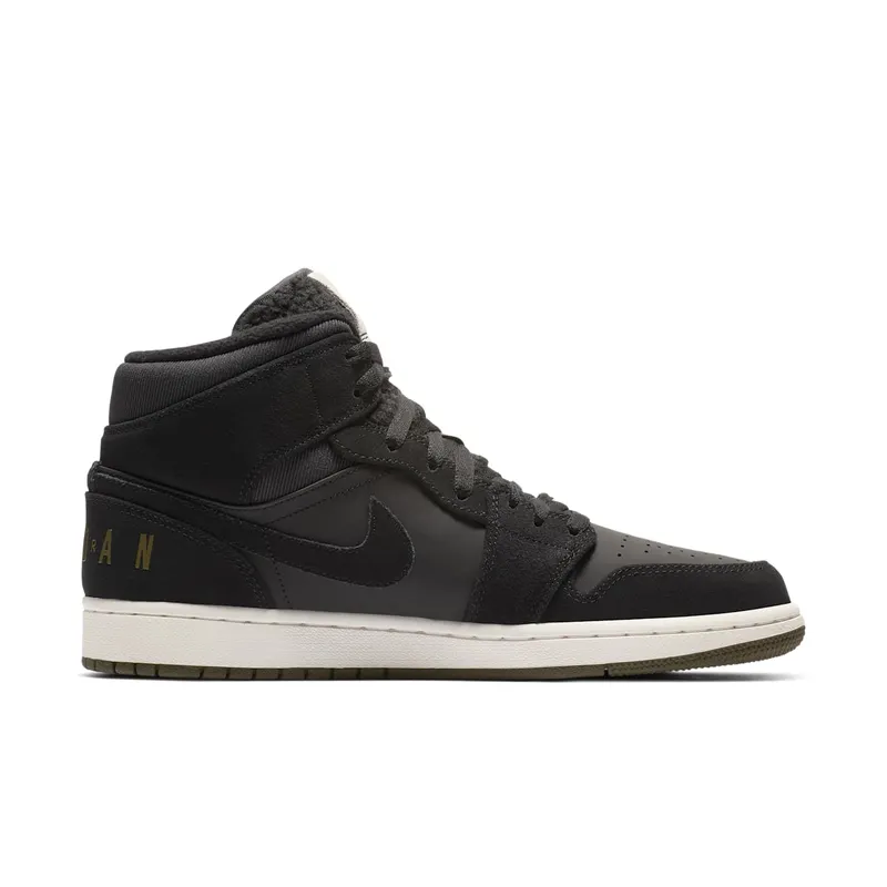 Jordan 1 Mid Black Olive Canvas Black/Olive Canvas-Sail-Cone (BQ6579-001)