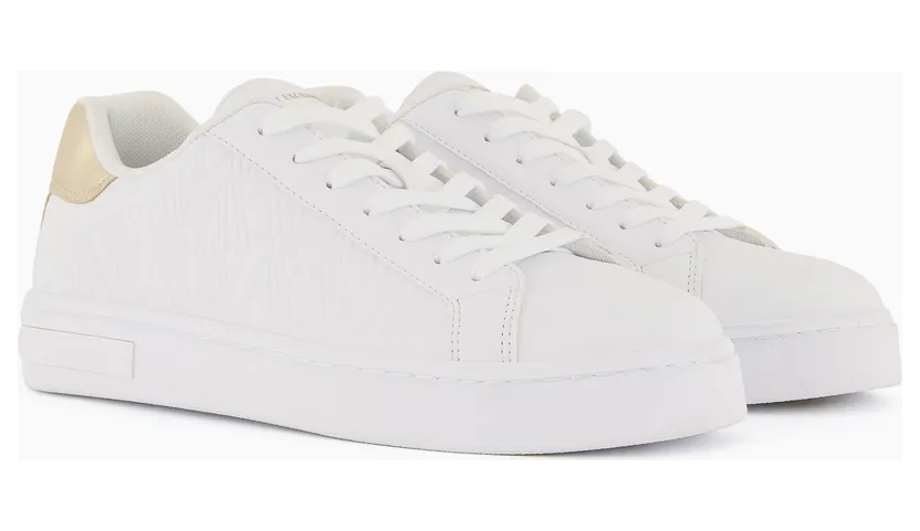 Armani Low-Top Sneakers With Embossed Pattern And Contrast Heel (XDX165-XV891-T782) (2)