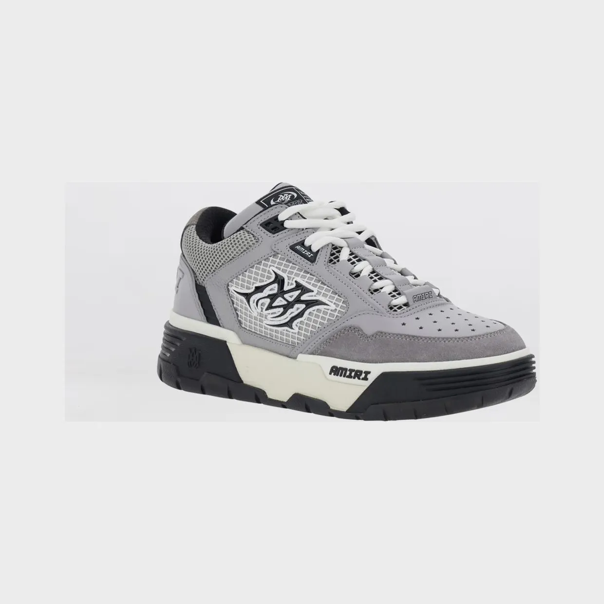 Amiri MA-94 Leather and Mesh Sneakers with Monogram and Suede Details Grey (AMSNSN1088030)