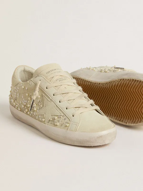 Golden Goose Women’S Super-Star In Beige Suede With Pearls And Swarovski Crystals (GWF00101.F007031.15110) (3)