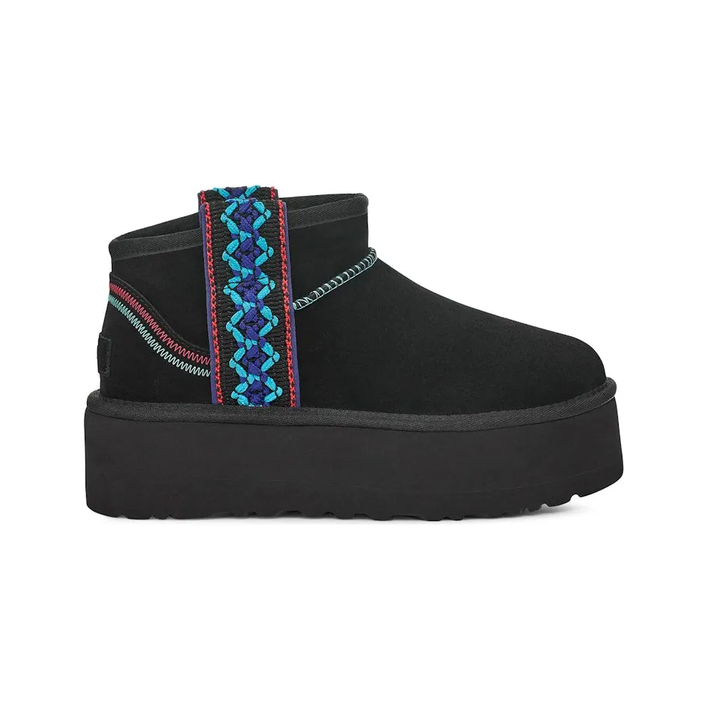 UGG Classic Ultra Mini Braid Platform Boot Black (1138491-BLK)