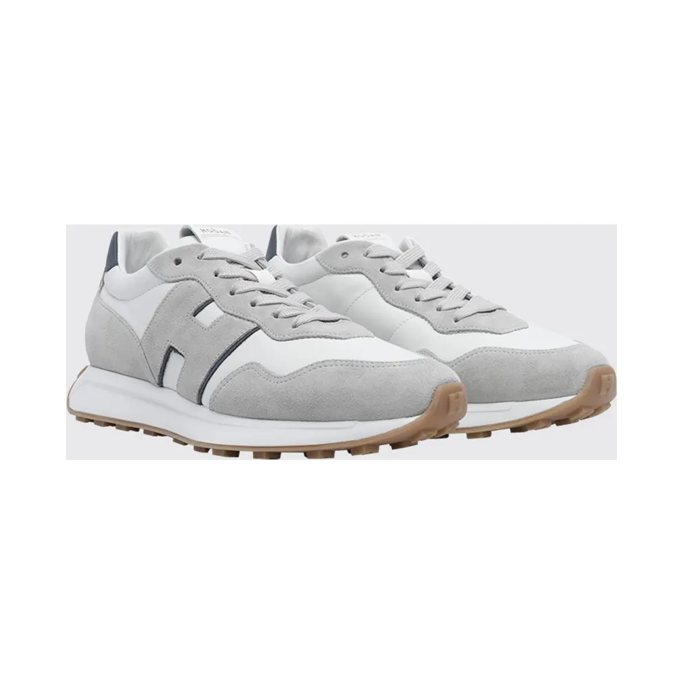 Hogan H601 Smooth and Suede Leather Trainers with Serrated Sole Grey (HXM6010EH41UXB0FDA)