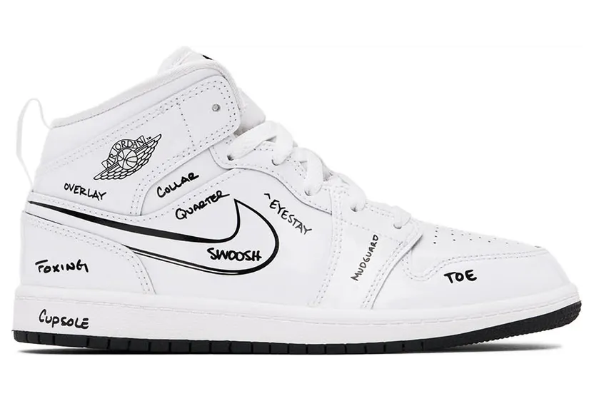 Jordan 1 Mid Schematic (PS) (DQ1866-100)