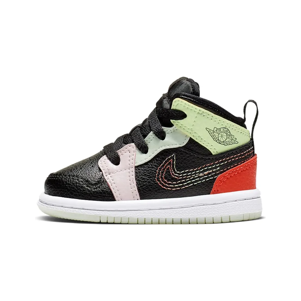 Jordan 1 Mid Glow-In-The-Dark (TD) Black/Ember Glow-Barely Volt-Light Soft Pink-Jade Aura (AV5172-076)