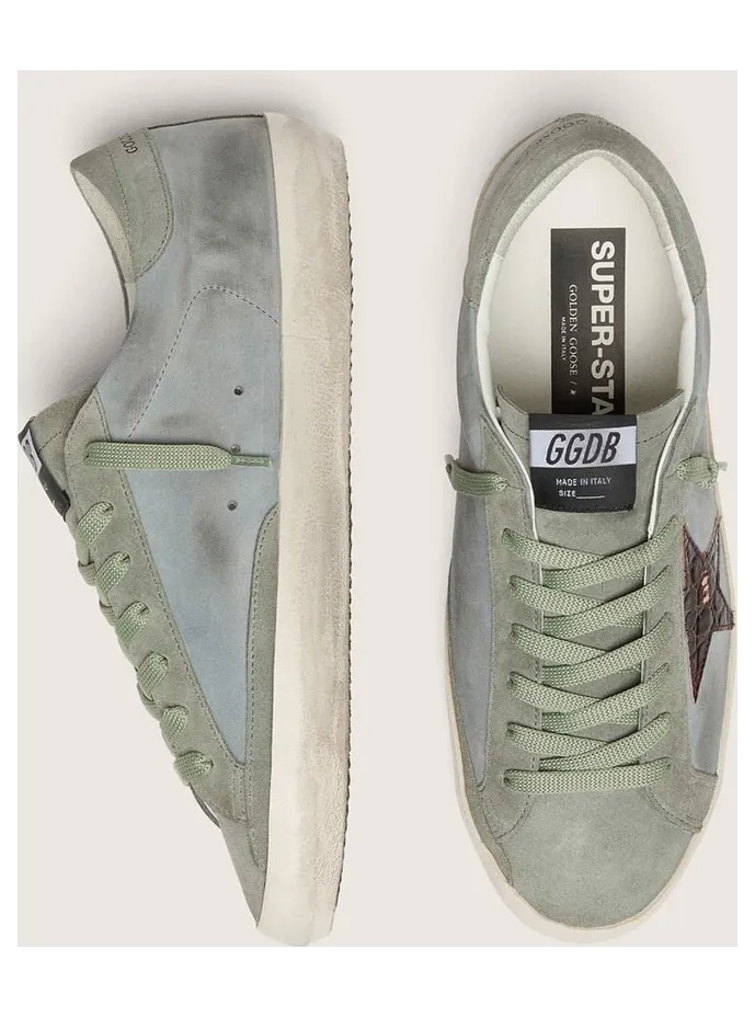 Golden Goose Men’S Super-Star In Light Blue Leather With Burgundy Croc-Print Star (GMF00101.F008519.51118) (3)