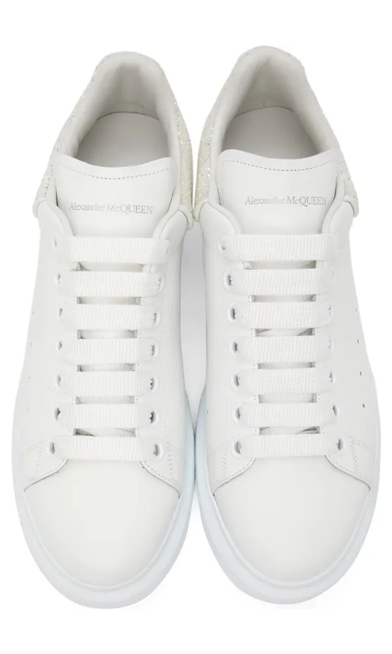 Alexander McQueen White & Navy Glitter Oversized Sneakers (558945WIB9T) (5)