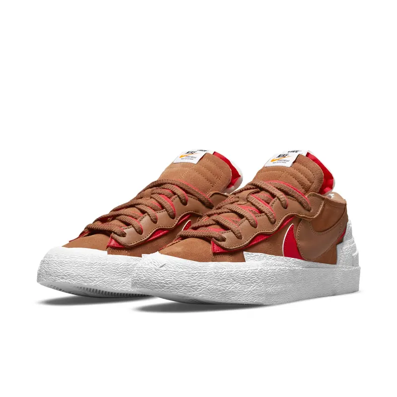 Nike x sacai Blazer Low British Tan (2021) – “Brtitish Tan / White / University Red” (DD1877-200)
