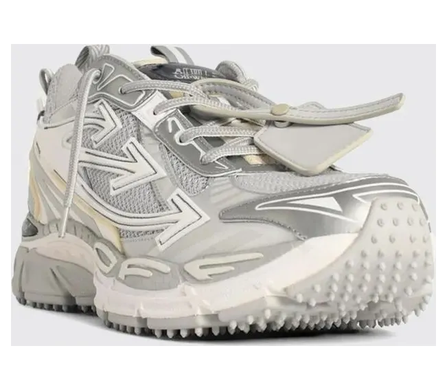 Off-White Be Right Back Leather and Mesh Sneakers Grey (M295C9F0010972)