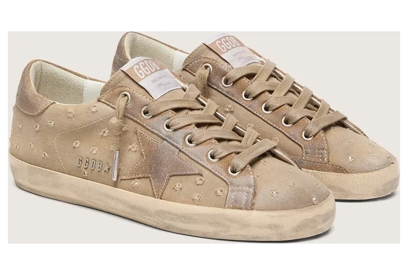 Golden Goose Women’S Super-Star In Tobacco Canvas With Suede Star And Crystal Inserts (GWF00101.F008506.55353) (2)
