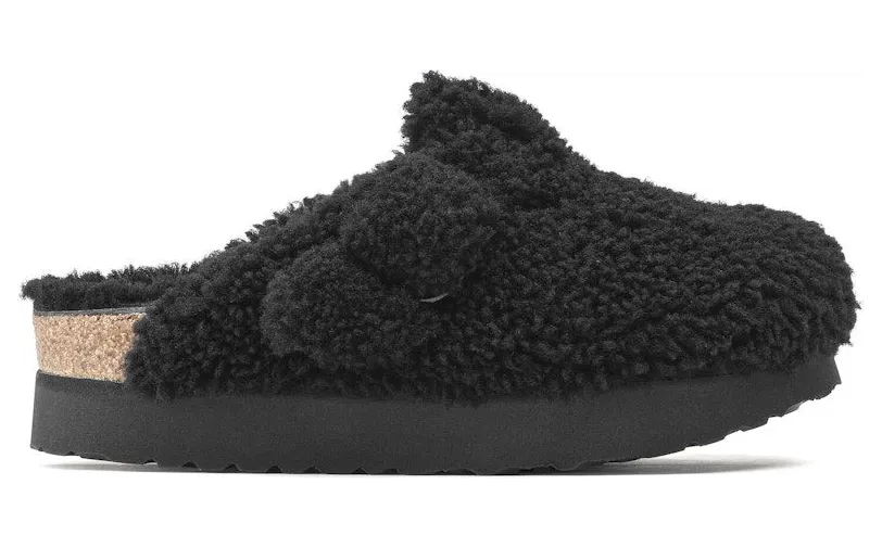 Birkenstock Boston Big Buckle Shearling Teddy Black (1021734)