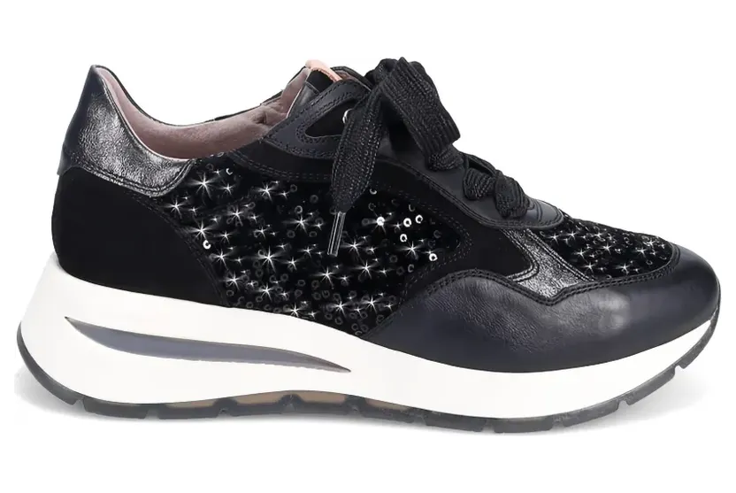 Ron White Zara sneakers verfraaid met pailletten en vlakken – Zwart (ZARAONYX)