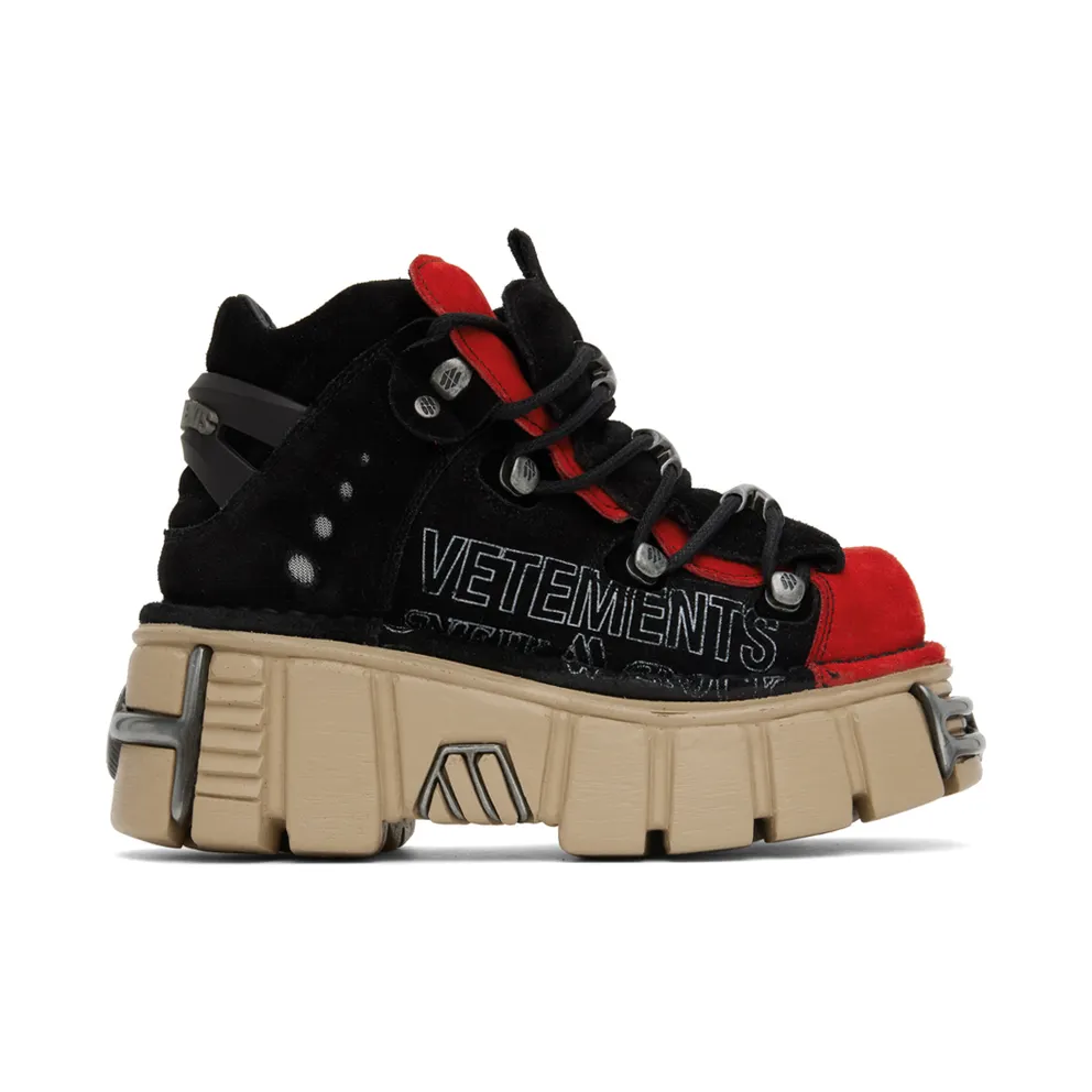 VETEMENTS Black & Red New Rock Edition Platform (UA53SN200R)