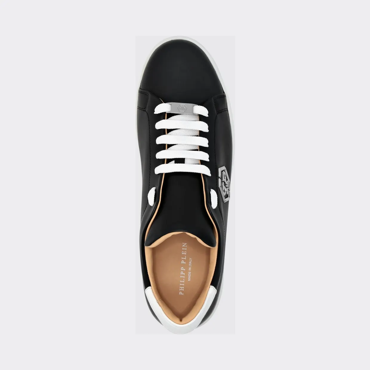 Philipp plein Low-Top Smooth Leather Sneakers with Hexagon Logo Patch Black (UACSUSC0507PLE010N02) (3)