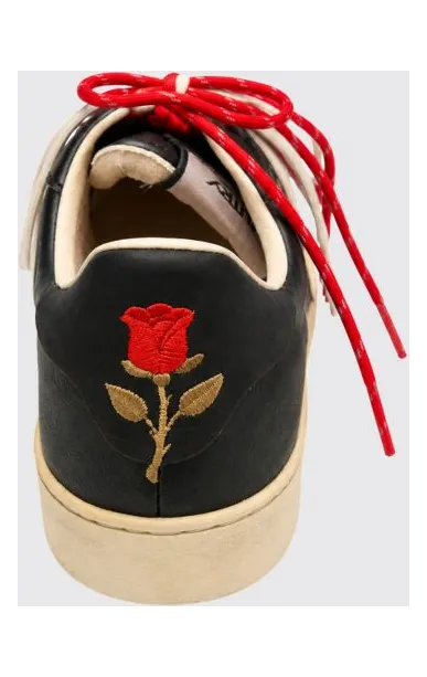 Autry Dallas Vintage Leather Sneakers with Embroidery and a Worn-Out Effect Black (DVLMOJ01)
