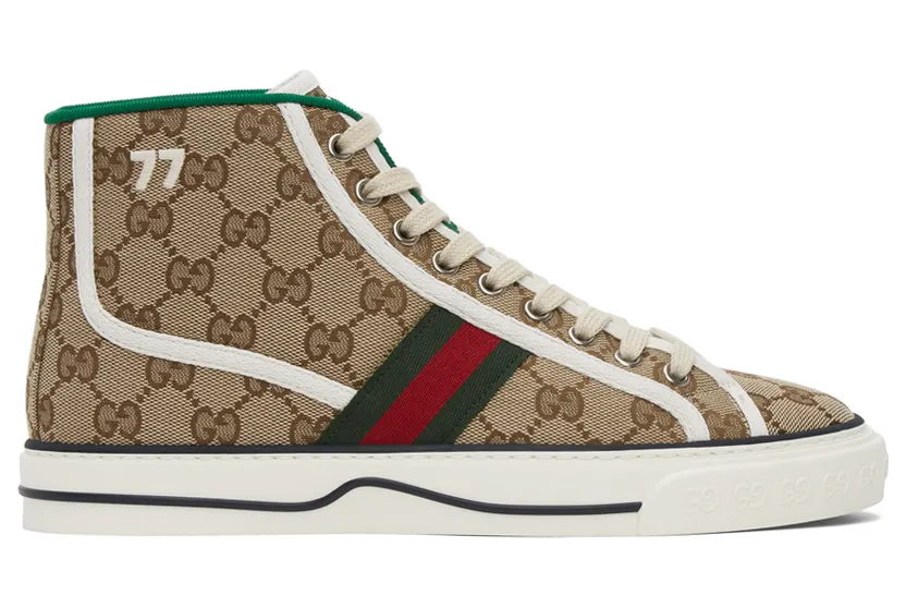 Gucci Beige ‘Gucci Tennis 1977’ High-Top Sneakers (627838 HVK70)