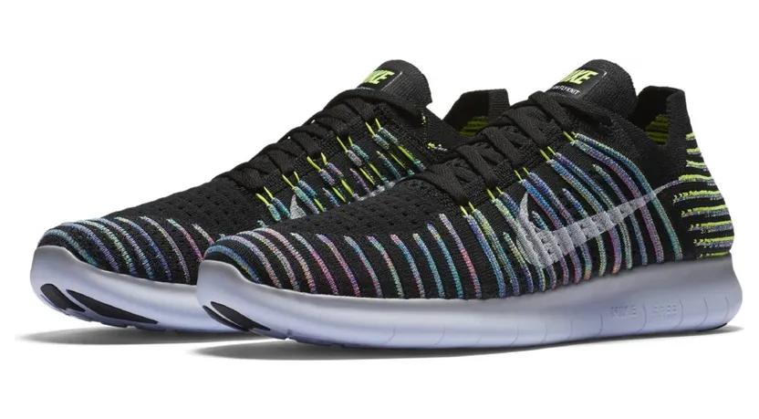 Nike Free RN Flyknit Black/White-Volt-Blue Lagoon