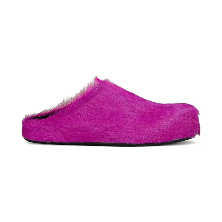 Marni Long Hair Calfskin Fussbett Sabot Mule Fuchsia (SBMR000600P412200C57)
