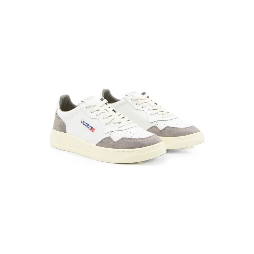 Autry Medalist Suede-panelled Perforated “White/Grey” (AULM FT15)