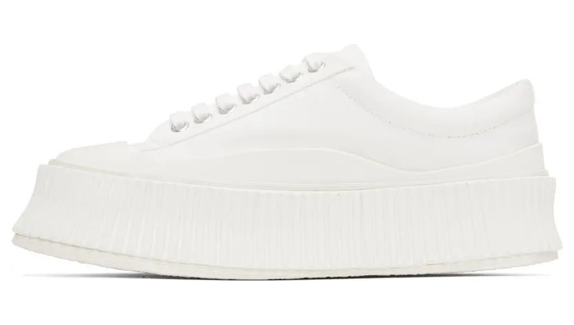 Jil Sander White Canvas Platform Sneakers (J32WS0018_P4868) (3)
