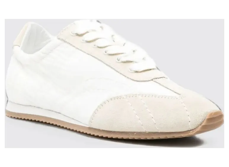 Toteme Bicolor Recycled Nylon and Suede Sneakers White (263WAS0357FB0137374)