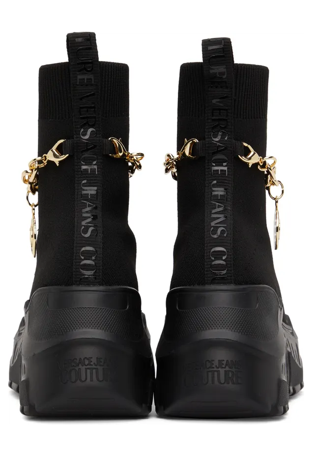 Versace Jeans Couture Black Knit Speedtrack High-Top Sneakers (E72VA3SC1EZS035) (4)