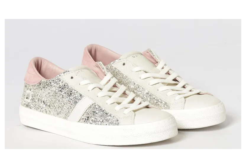 D.A.T.E D. A.T. E. Hill Sneakers in Suede and Glitter Platinum (W441HLGLPL)