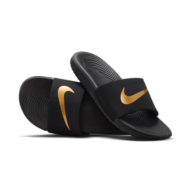 Nike Kawa Slide GS “Black / Metallic Gold” (819352-003)