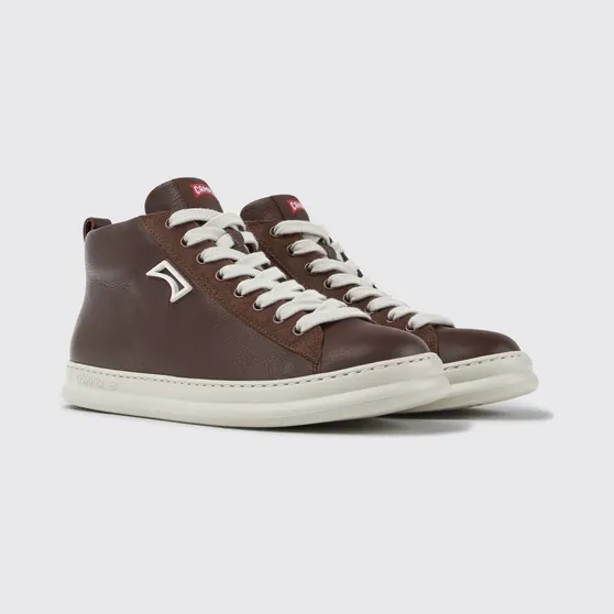 Camper Runner High-Top Smooth Leather Sneakers with XL Extralight Sole Brown (K300550-003RUNNER0)