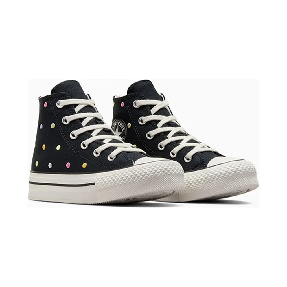 Converse Chuck Taylor All Star Lift Embroidered Polka Dots Platform Black/Vintage White/Egret (A12609C)
