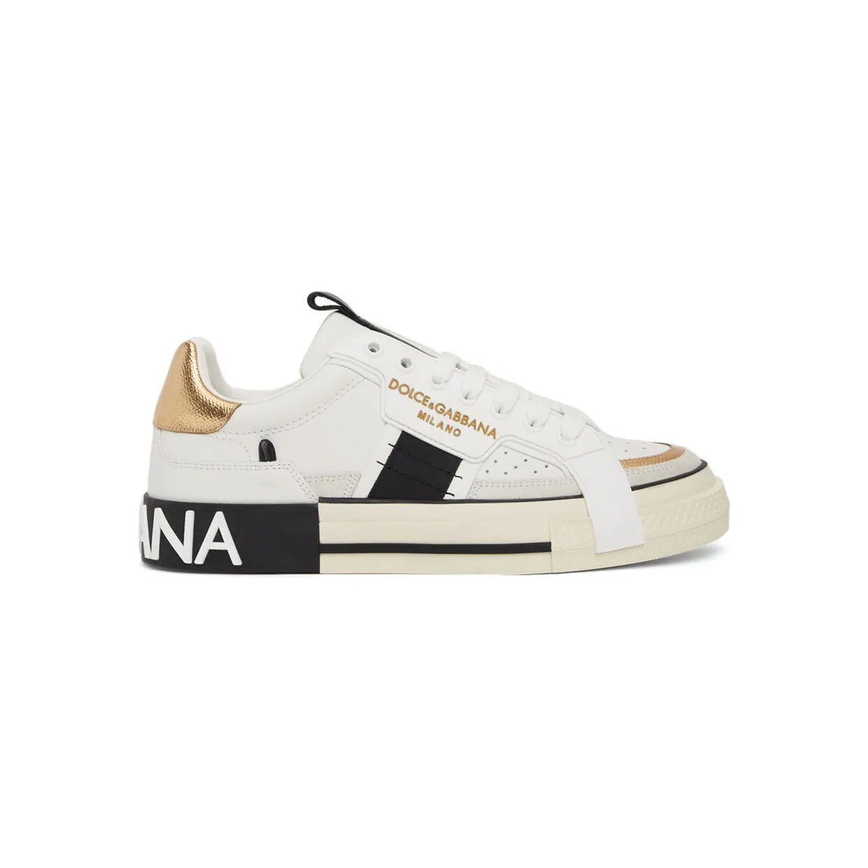Dolce & Gabbana White & Black Contrasting 2.Zero Sneakers (CS1863 AO222)