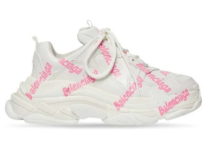 Balenciaga Triple S Logotype Trainers White Pink (524039W2FAB9050)