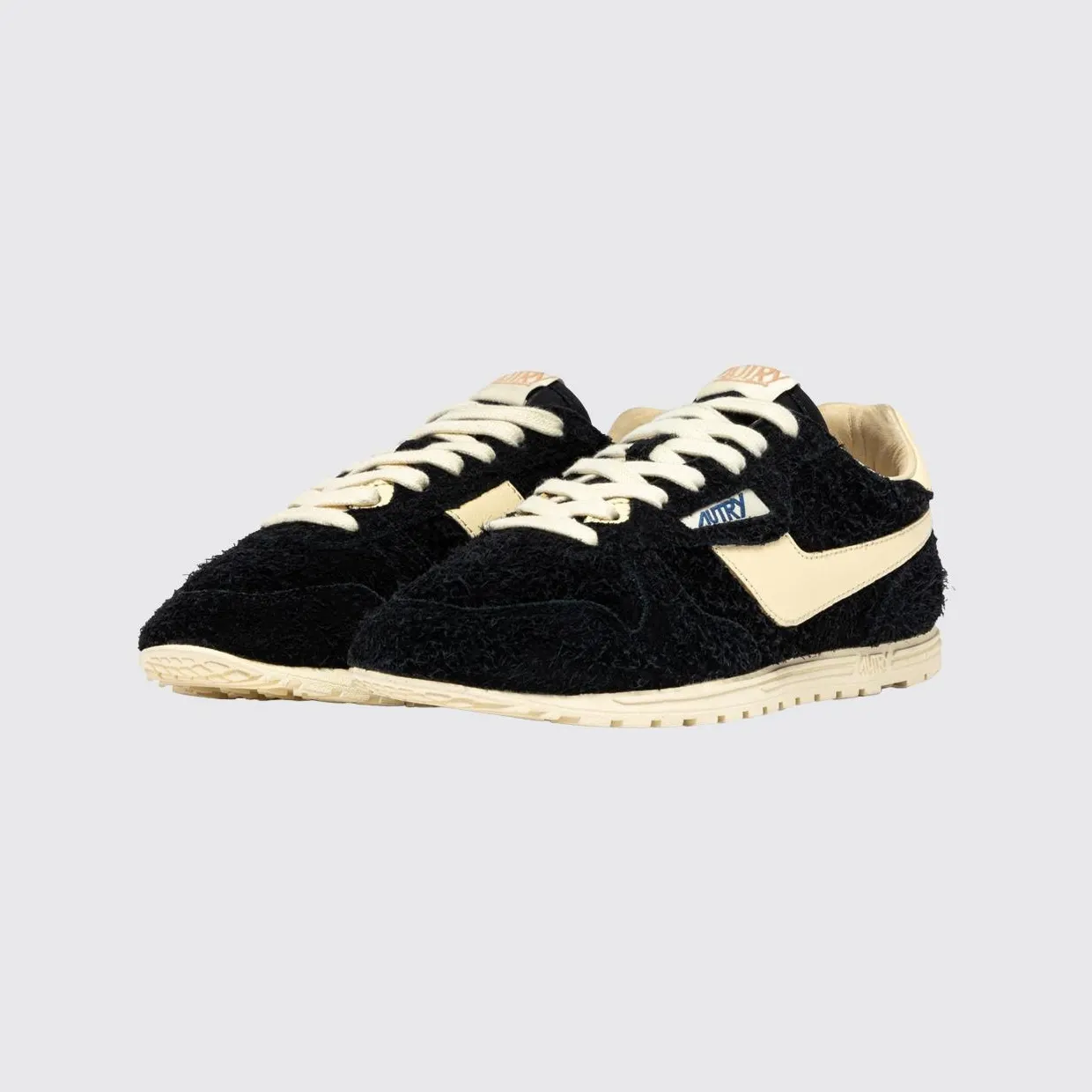 Autry Windspin Bicolour Low Top Sneakers in Leather and Nylon Black (WSLMUB27)