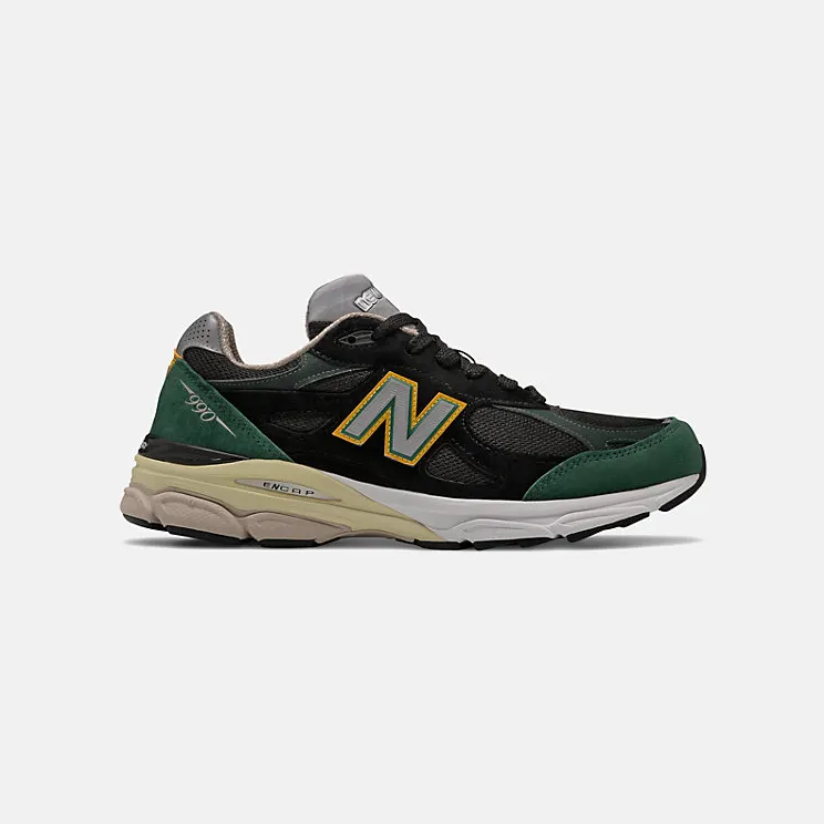 New Balance 990v3 MiUSA Black Green Yellow (M990CP3)