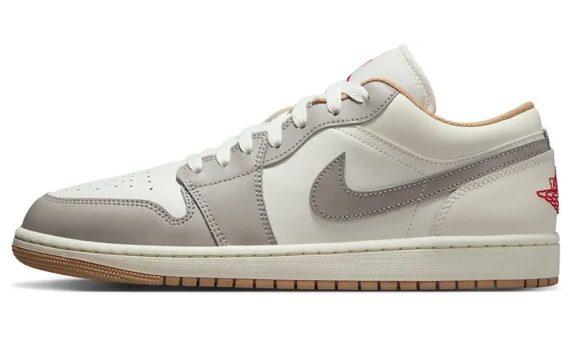 Air Jordan 1 Low “Sail / College Grey / Hemp / Fire Red” (553558-169)