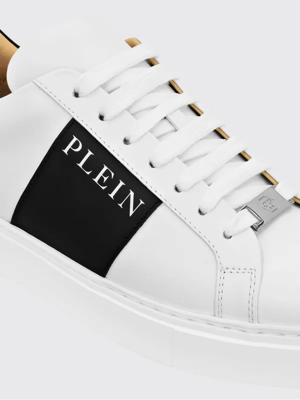 Philipp plein Smooth Leather Low-Top Sneakers with Contrast Logo Print White (AADSUSC0657PLE010N0102) (3)
