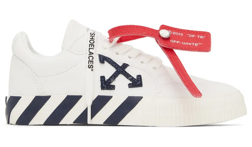 Off-White Kids White & Navy Vulcanized Sneakers (OBIA003S22FAB0010146)