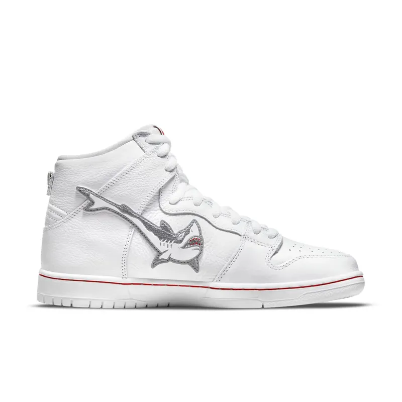 Nike x Oski SB Dunk High Great White Shark – “White / Grey / Red” (DC8908-105)