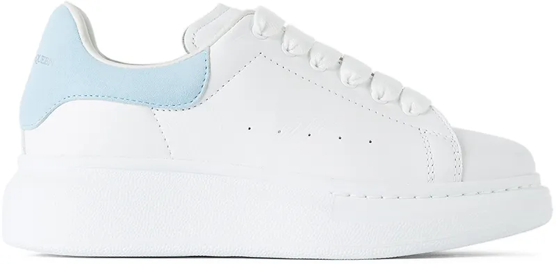 Alexander McQueen Kids White & Blue Suede Tab Oversized (587691 WHX12)