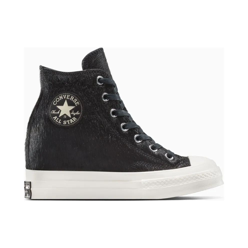 Converse Chuck 70 Wedge Platform Luxe Pony Hair Black/Black/Egret (A12561C)