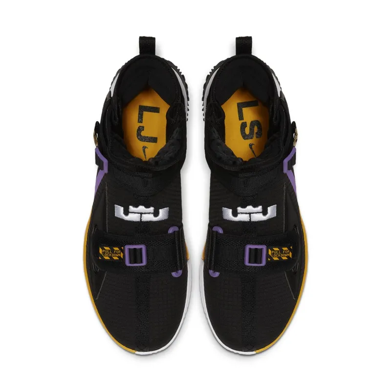 Nike LeBron Soldier 13 Lakers Black/White-University Gold-Bright Violet Style (AR4228-004)