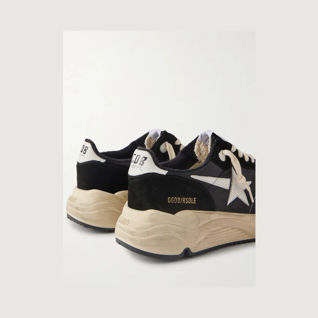 Golden Goose Running Sole Leather-Trimmed Suede and Shell Sneakers Black (GMF00272.F004756) (5)