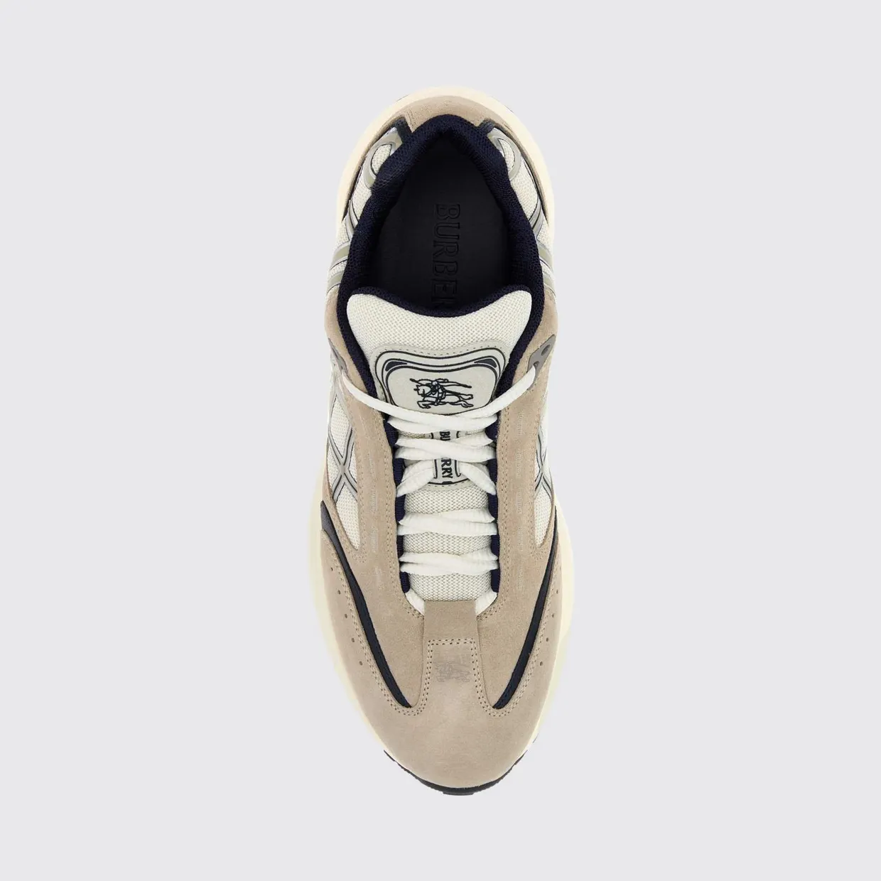 BURBERRY Eclipse Suede and Mesh Sneakers with Check Inserts Beige (8127674) (2)