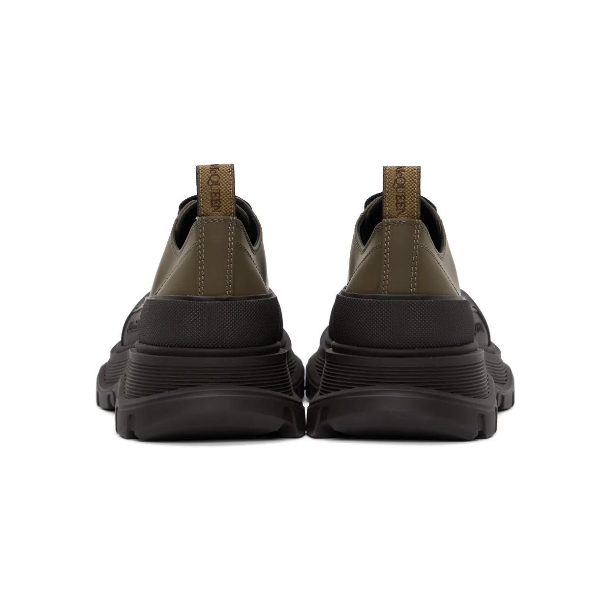 Alexander McQueen Khaki Tread Slick Low Sneakers (627225WHYK3) (4)