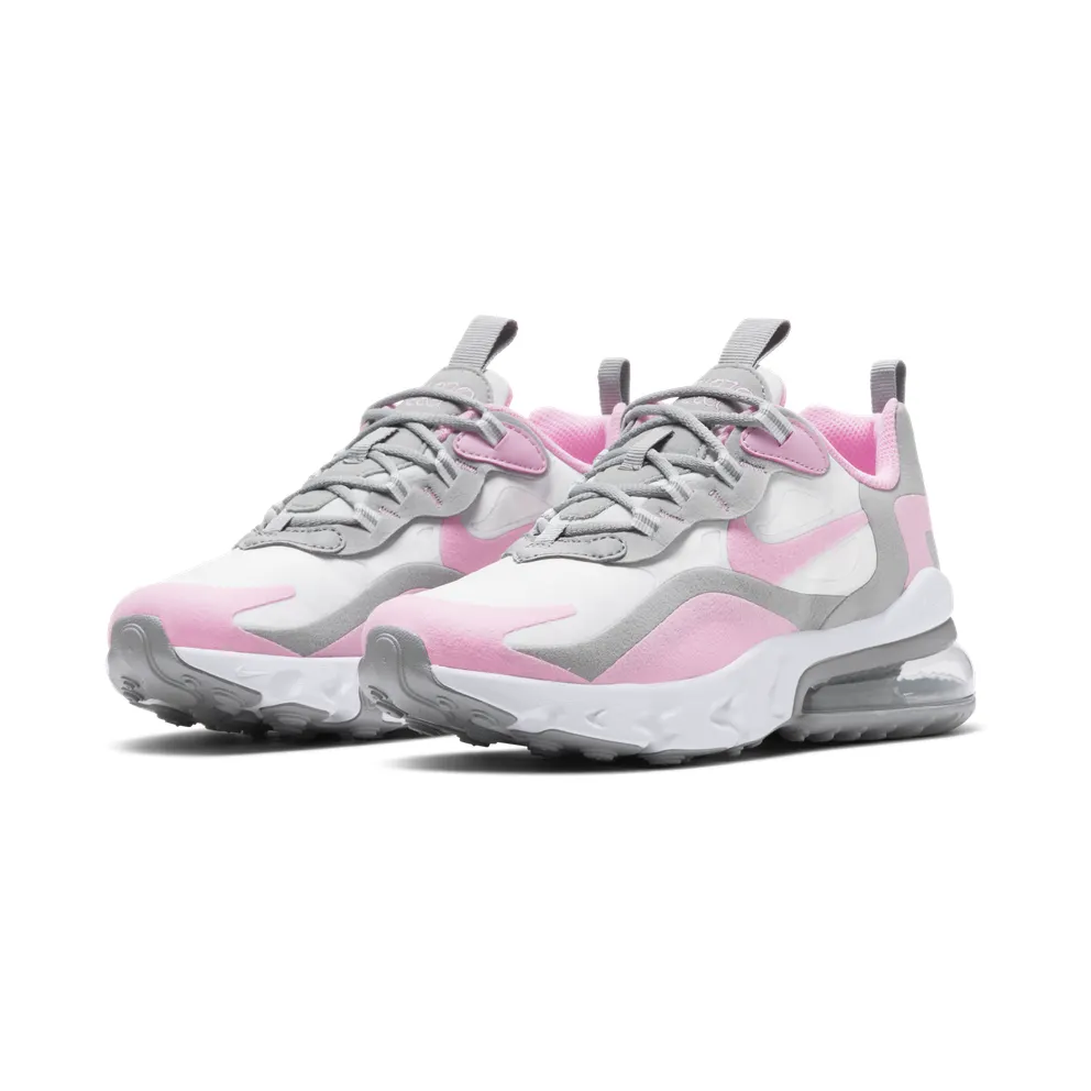 Nike Air Max 270 React White Pink (GS) White/Light Solar Flare Heather/Metallic Silver (BQ0103-104)