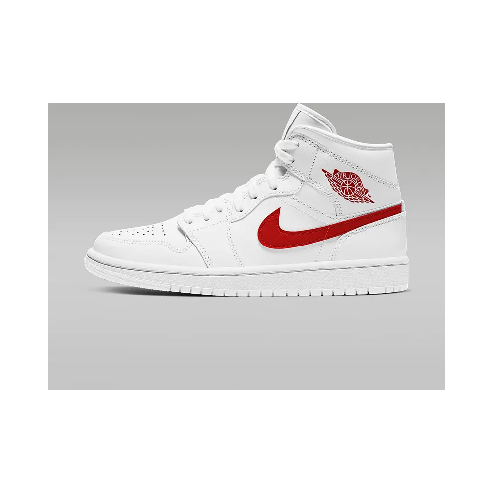 Air Jordan WMNS 1 Mid White Red (2020) (BQ6472-106)