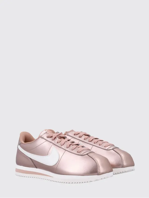 Nike Cortez Laminated Leather Trainers with Swoosh Logo and Round Toe Pink (IR0042900)
