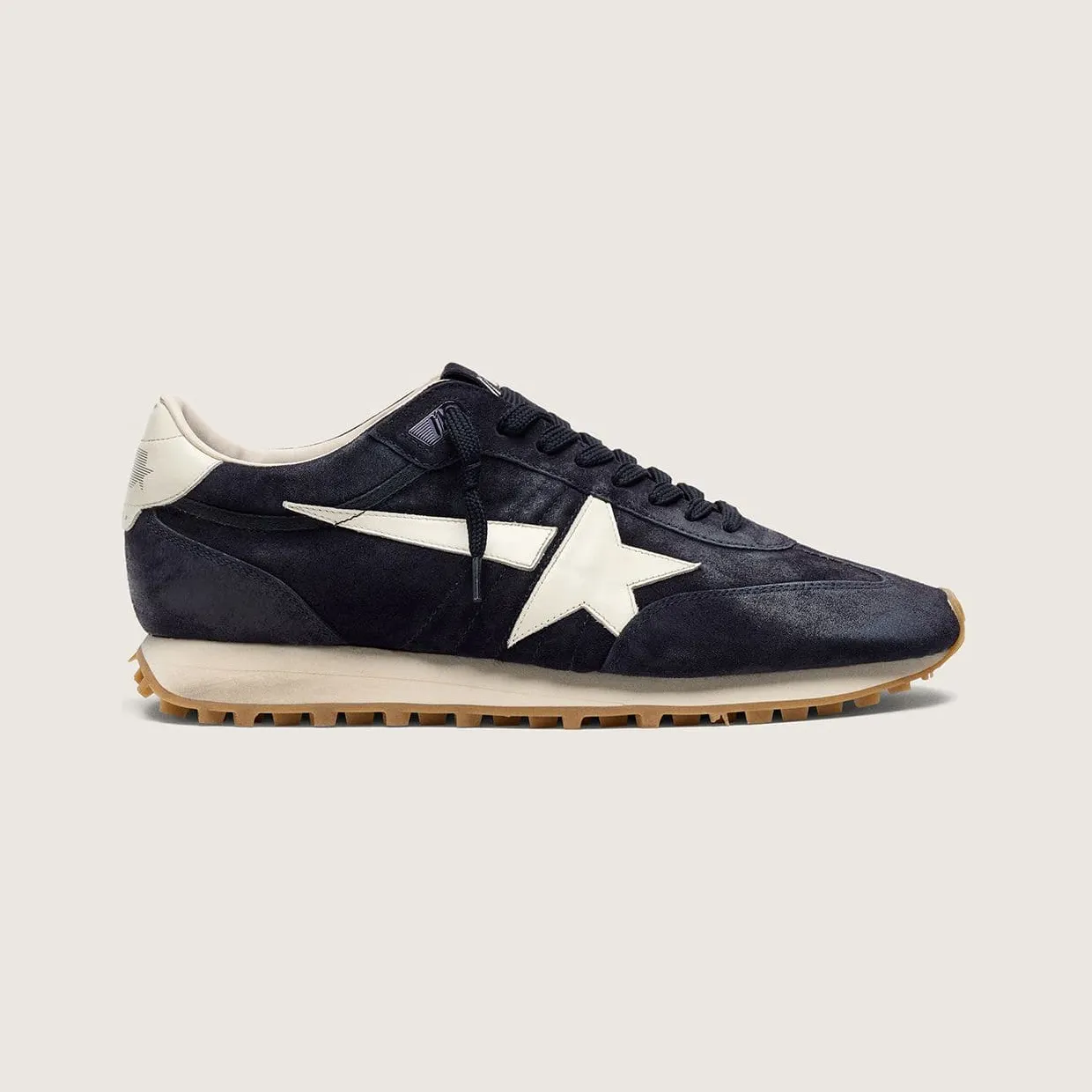 Golden Goose Women’S Marathon In Blue Navy Suede With Leather Star And Heel Tab (GWF01071.F008333.50857)