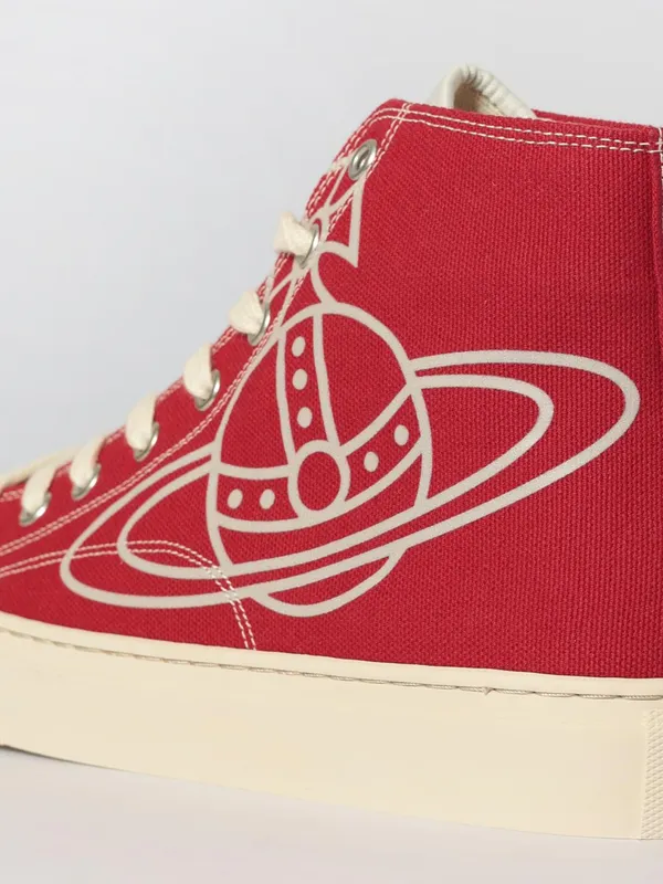 Vivienne Westwood Orb Print Cotton Plimsoll Sneakers Red (75010001WW0004H406) (3)