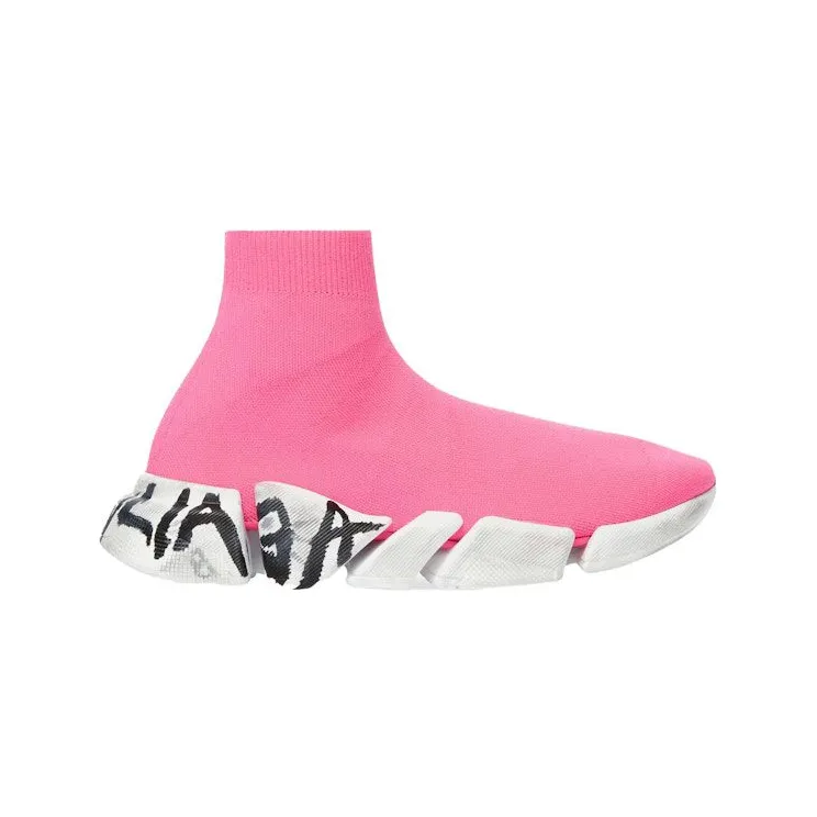 Balenciaga Speed 2.0 Graffiti Recycled Knit Fluo Pink (617196W2DD55091)