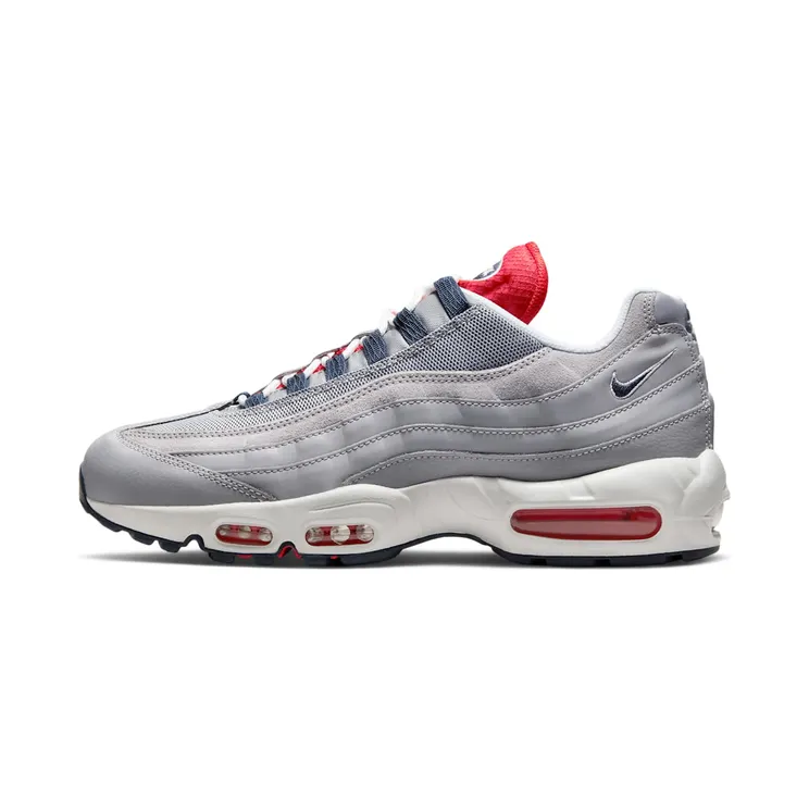 Nike Air Max 95 Grey Navy Crimson “Cement Grey / Chile Red / Summit White / Thunder Blue” (DB0250-001)